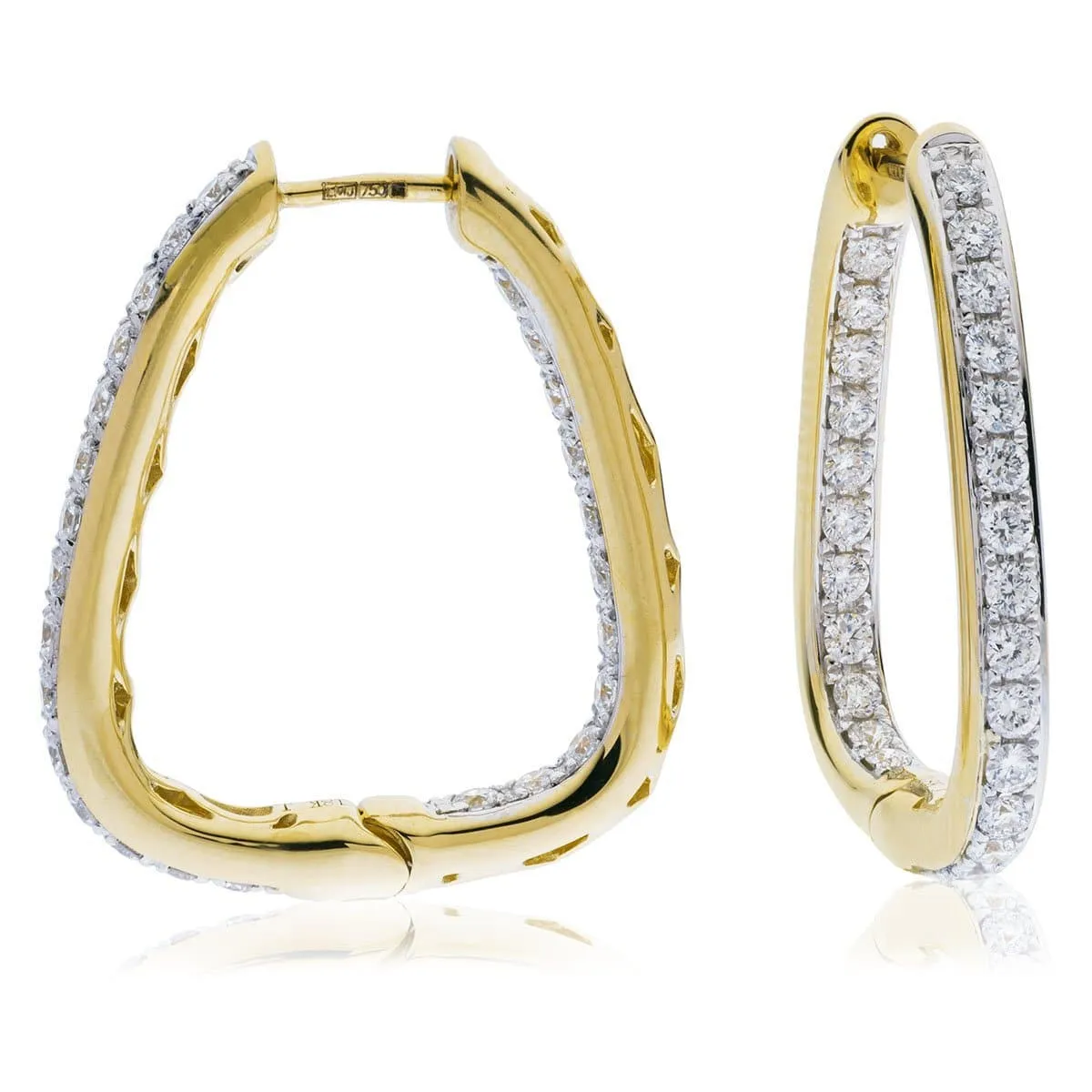 DIAMOND HOOP EARRING IN 18K YELLOW GOLD