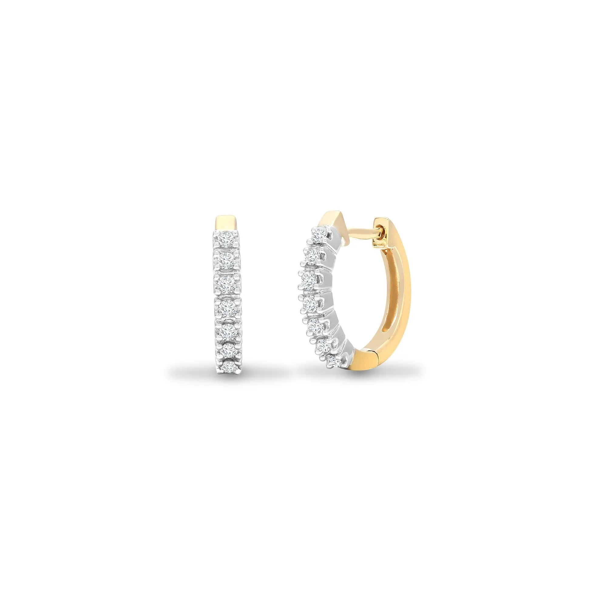 DIAMOND HUGGIE HOOP EARRINGS IN 9K YELLOW GOLD