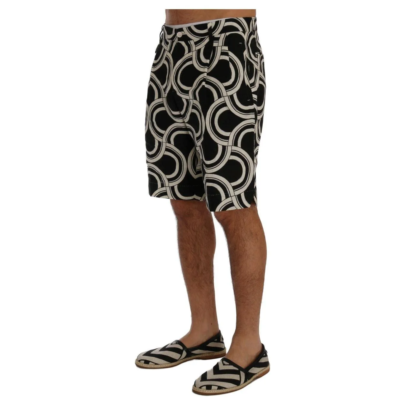 Dolce & Gabbana Chic Black & White Patterned Linen Shorts