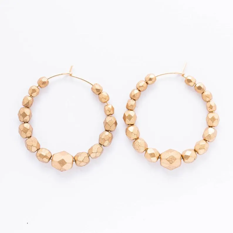 Gold Bead Hoops