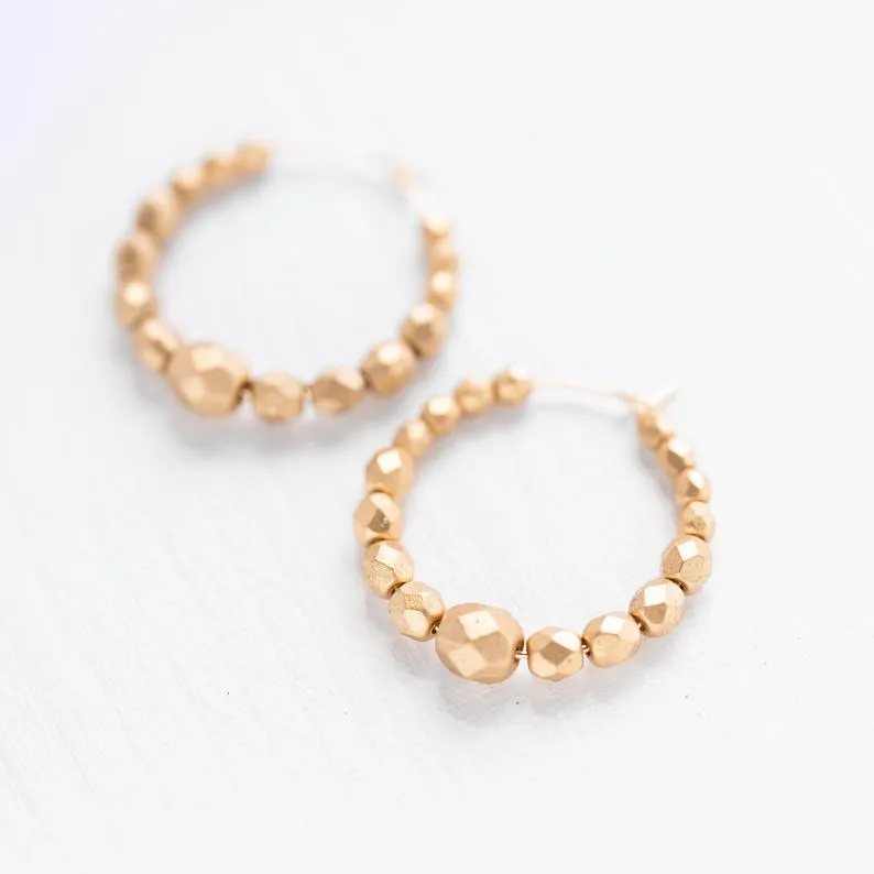 Gold Bead Hoops