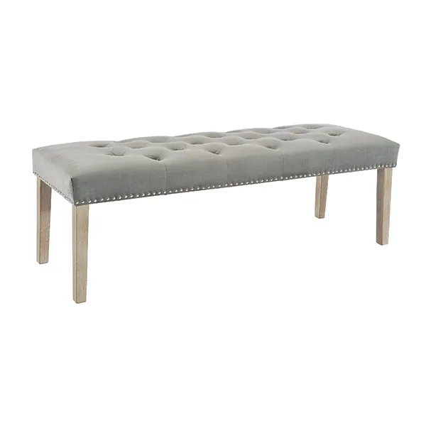 Grey Buttoned Upholstered Bench Small