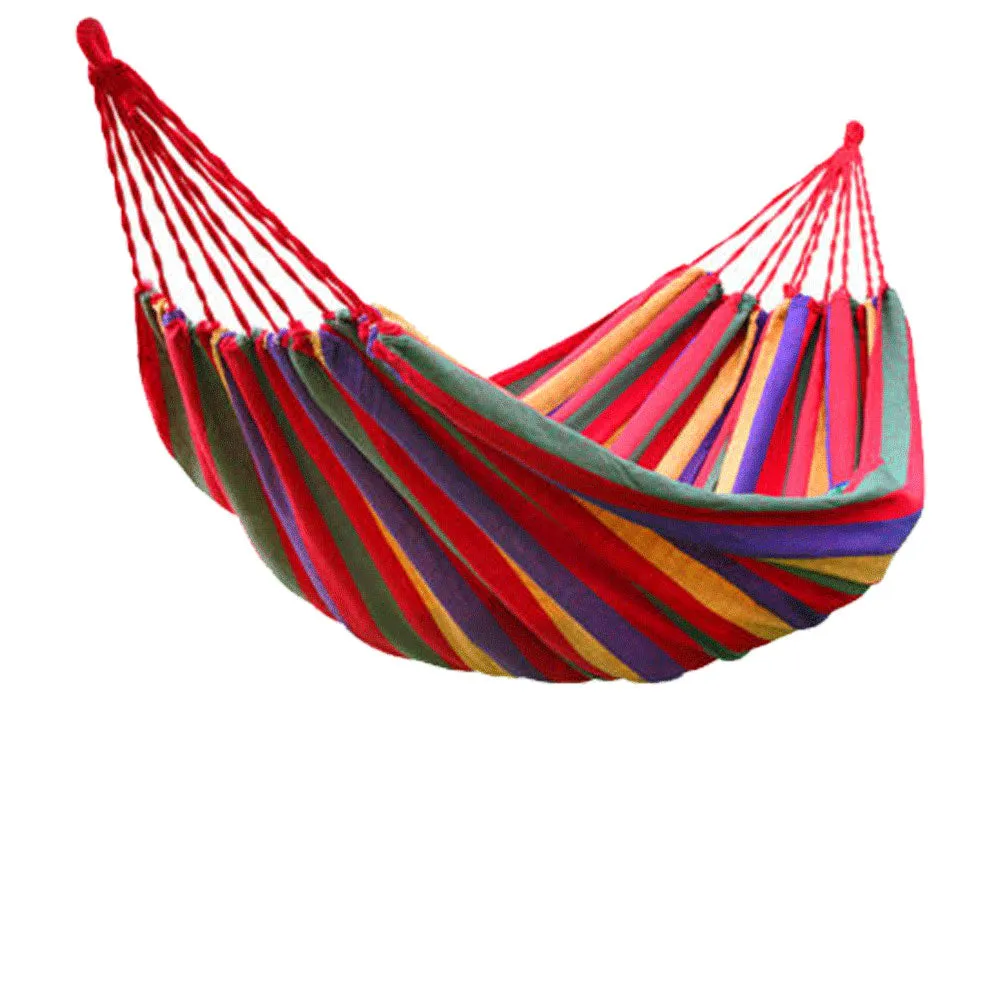 Huge Double Cotton Fabric Hammock Air Chair Hanging Swinging Camping Outdoor - red