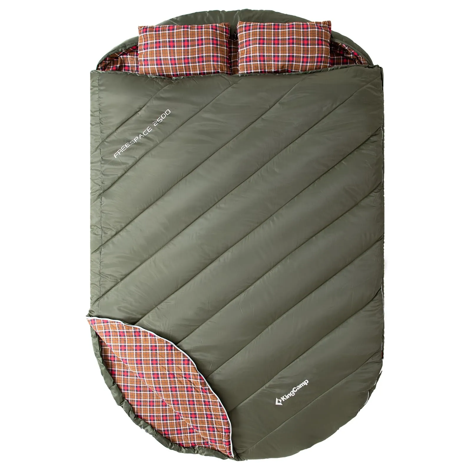 KingCamp FREESPACE 250D - Comfortable Double Sleeping Bag with Flannel Lining