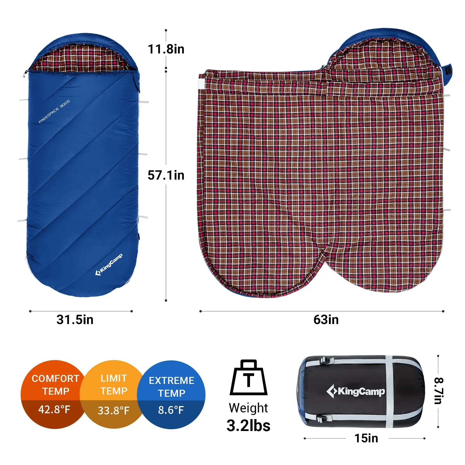 KingCamp Youth Extra Wide Sleeping Bag