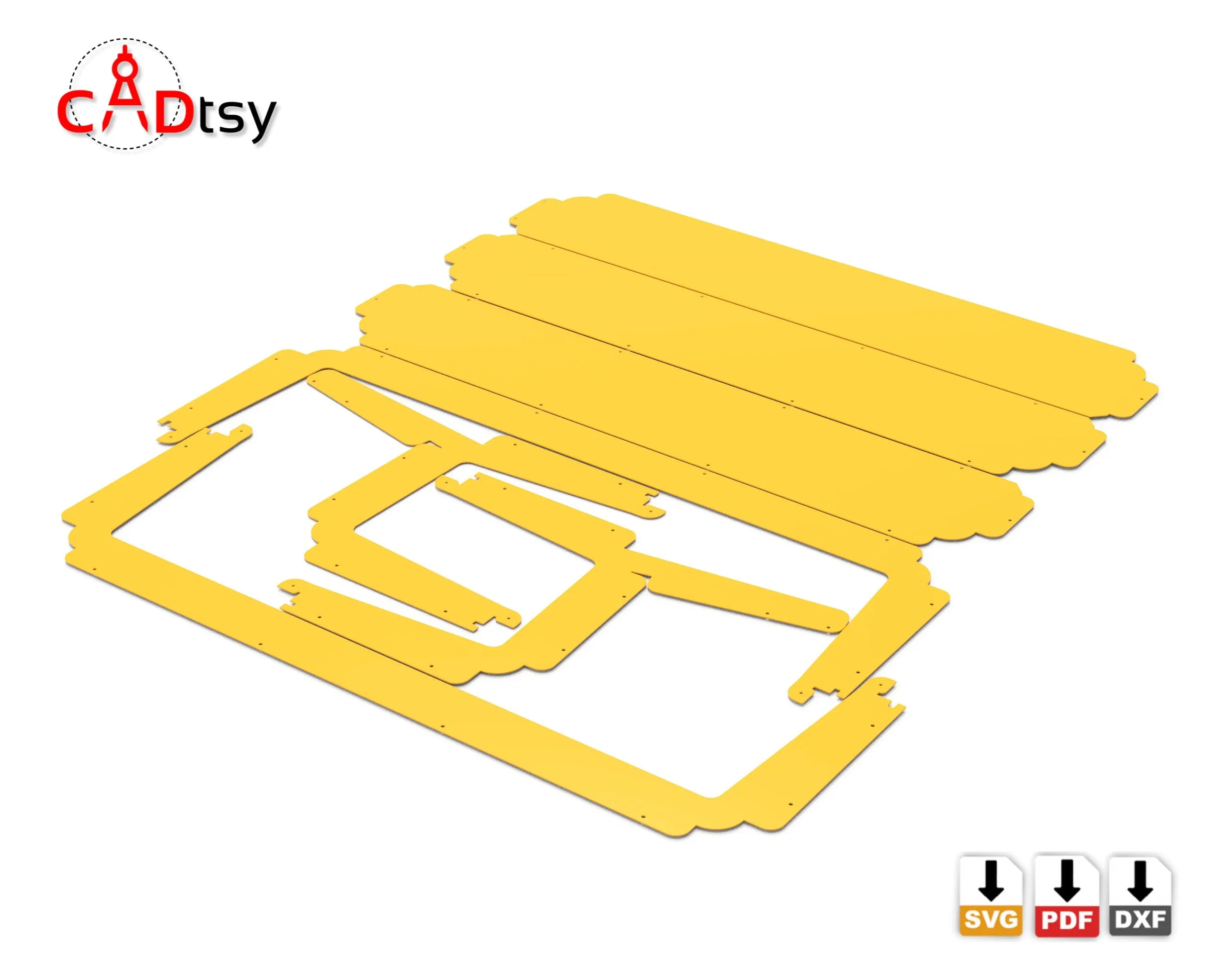 Metal Backrest Bench CNC Files - Precision DXF/SVG for Plasma/Laser Cutting. Length: 1400 mm (55.1 in)