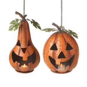 Metal Pumpkin Hanging Lanterns