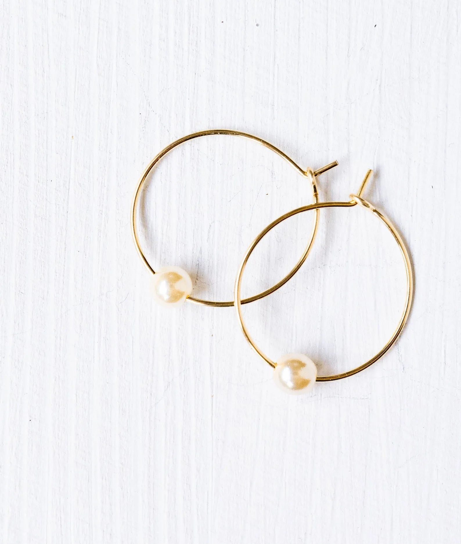 Mini pearl Gold Filled Hoops-WS