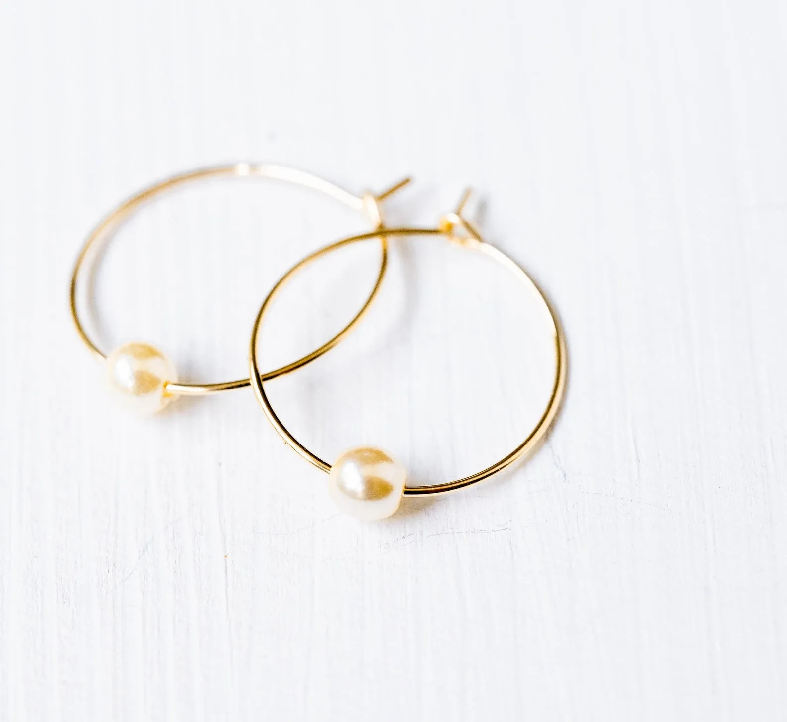 Mini pearl Gold Filled Hoops-WS