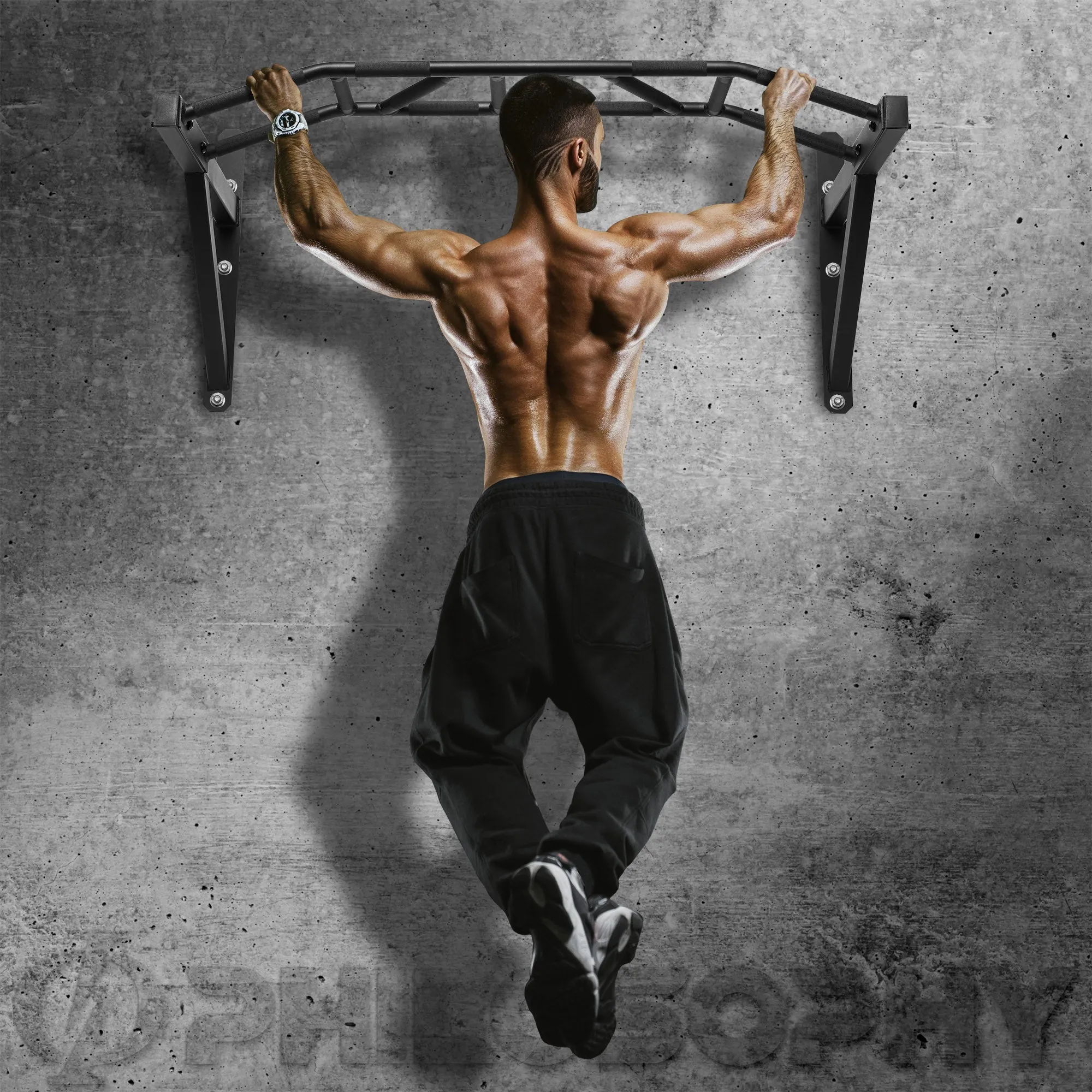 Multi-Grip Wall Mounted Chin-Up Bar - Multifunctional Pull-Up Station