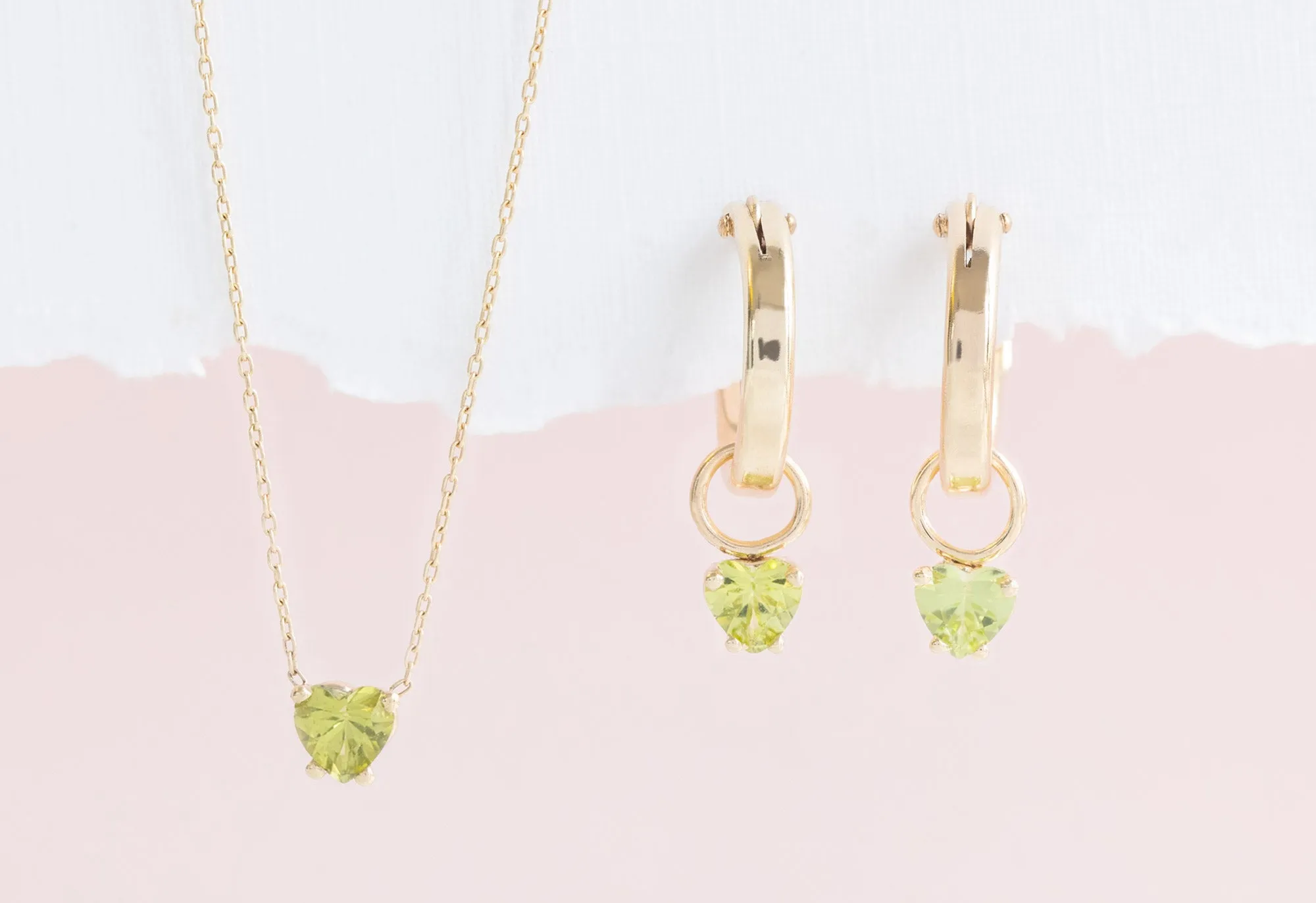 Peridot Heart Hoops