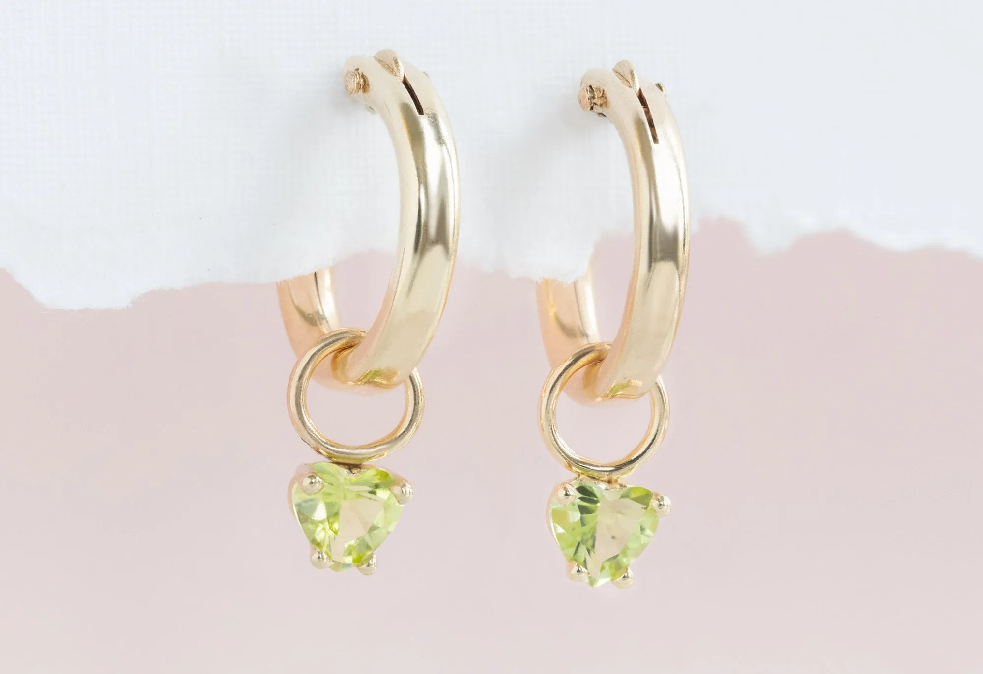 Peridot Heart Hoops