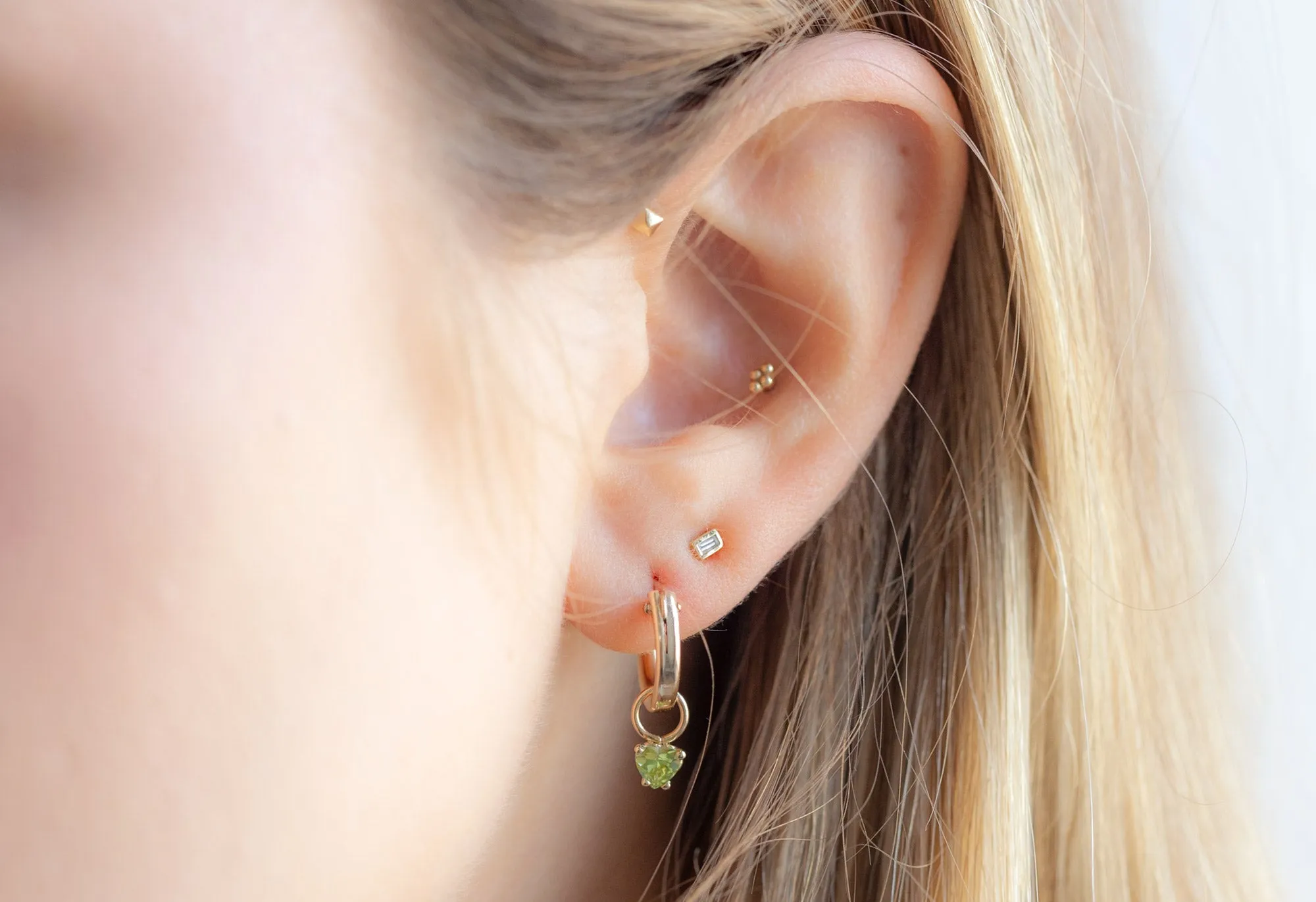 Peridot Heart Hoops