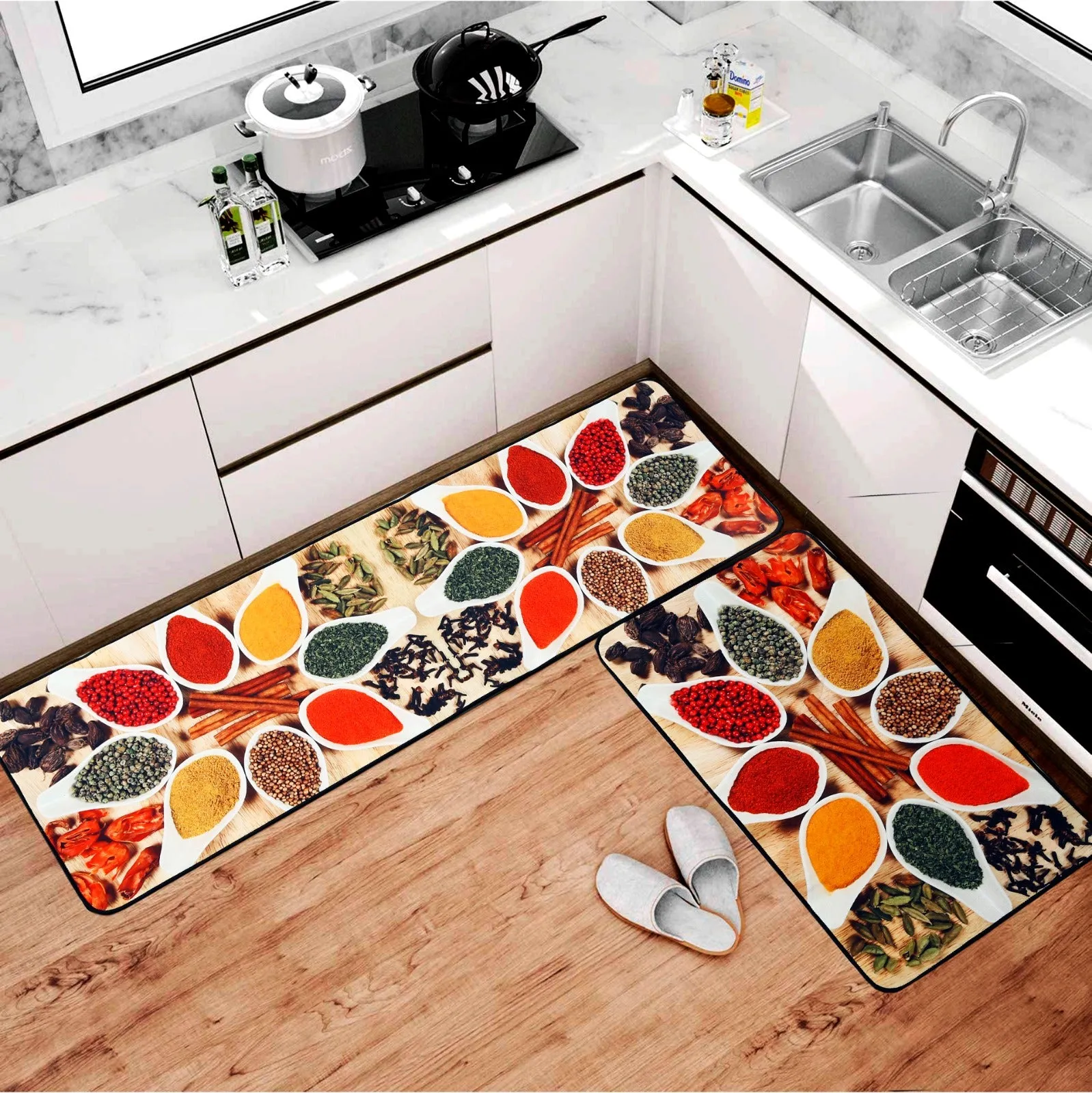 Premium Padded Anti slip Kitchen Mat Set-Spice and Spoons