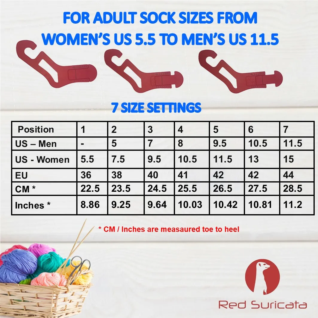 Red Suricata Knit Blocking Bundle – Blocking Mats & Knit Blocking Combs & Adjustable Sock Blockers (Inches Grid)