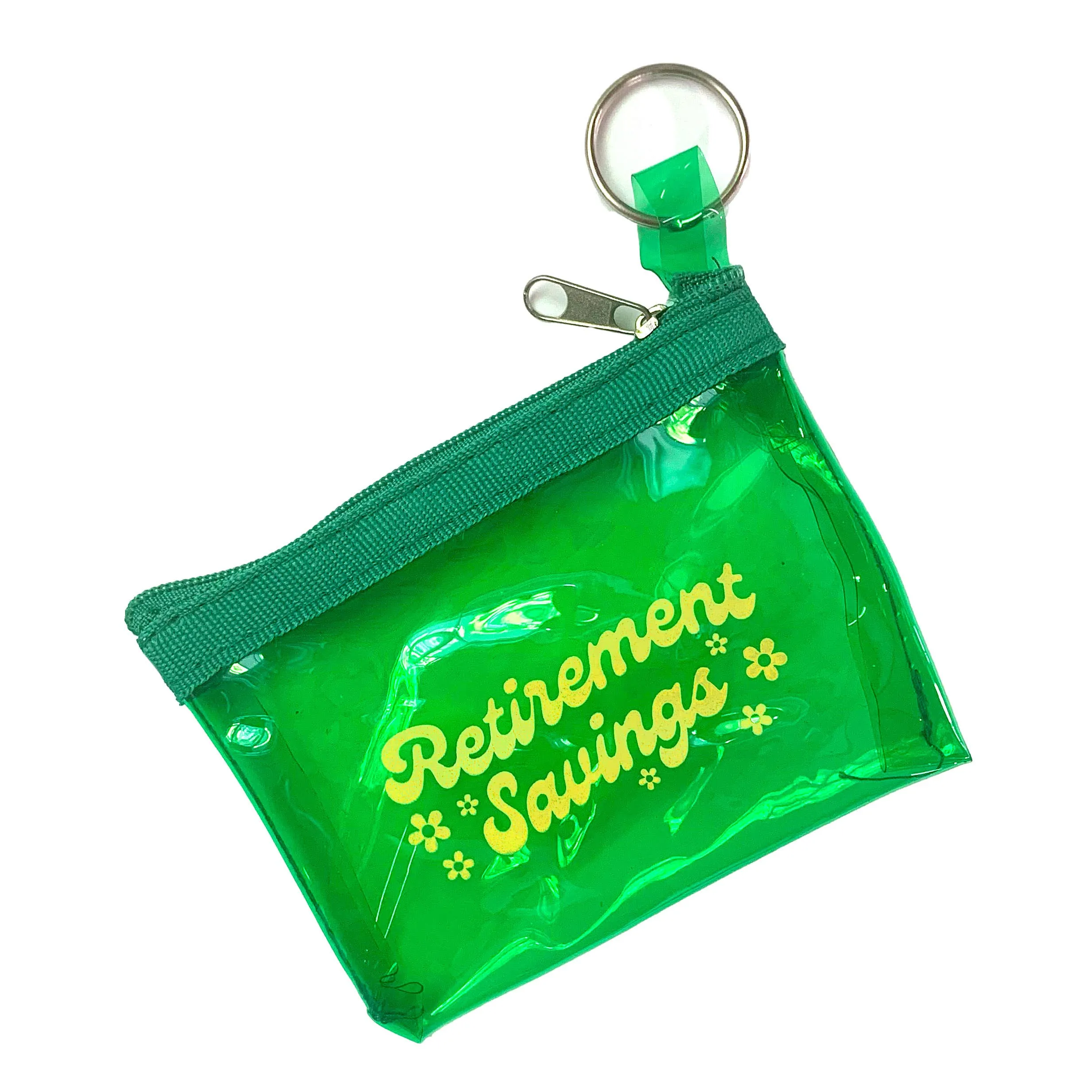 Retirement Savings Keyring Zippered Jelly Vinyl Pouch