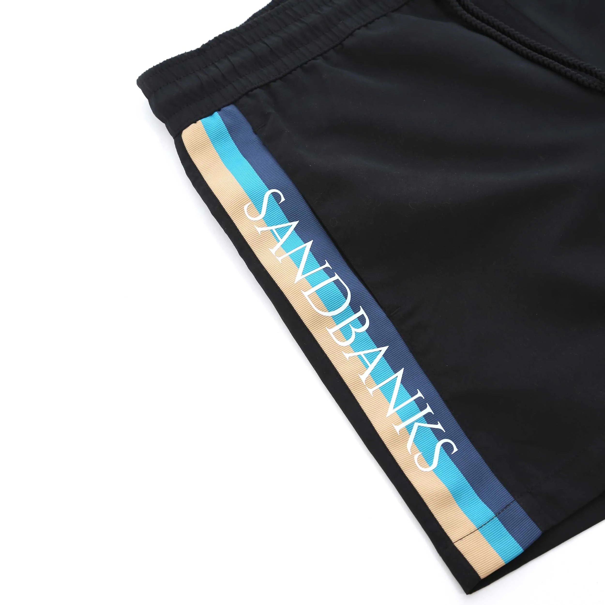 Vintage-Inspired Black Sandbanks Swim Shorts