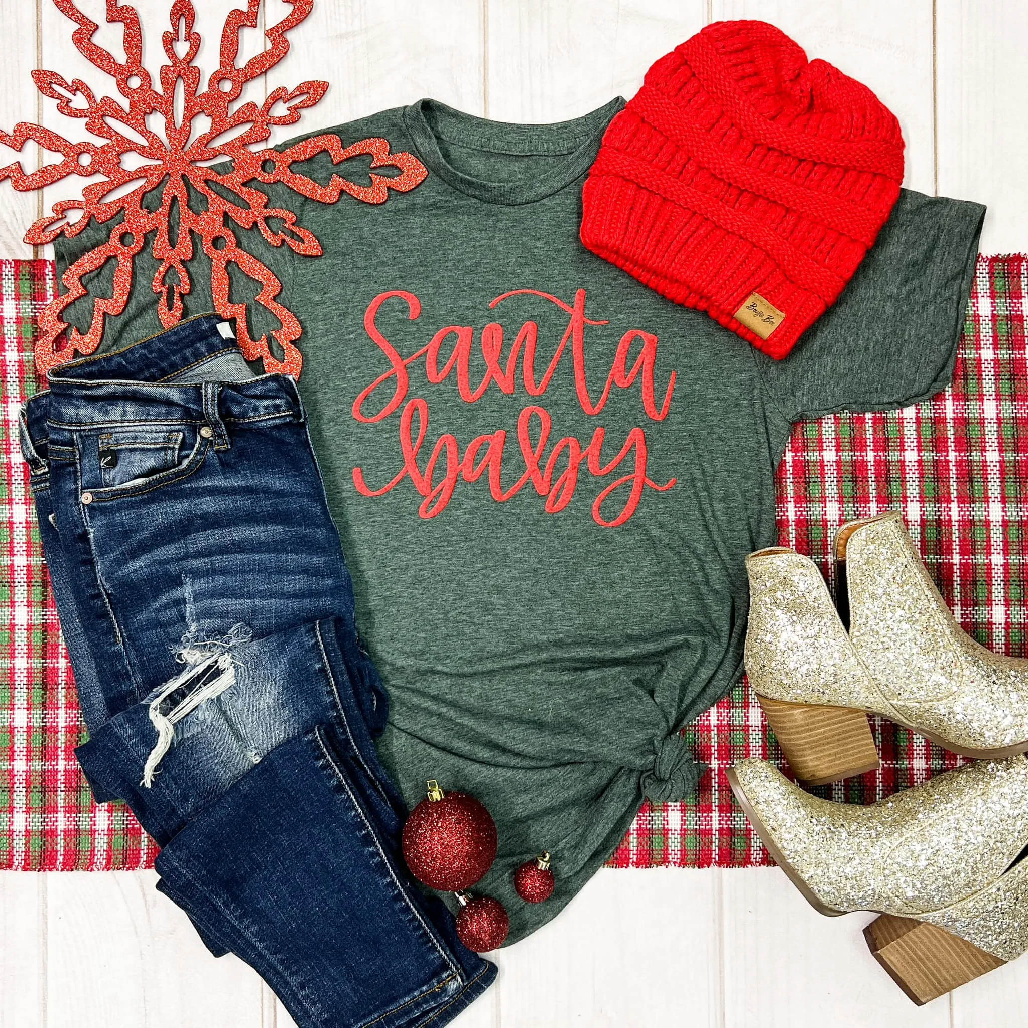 Santa Baby Puff Ink Graphic Tee