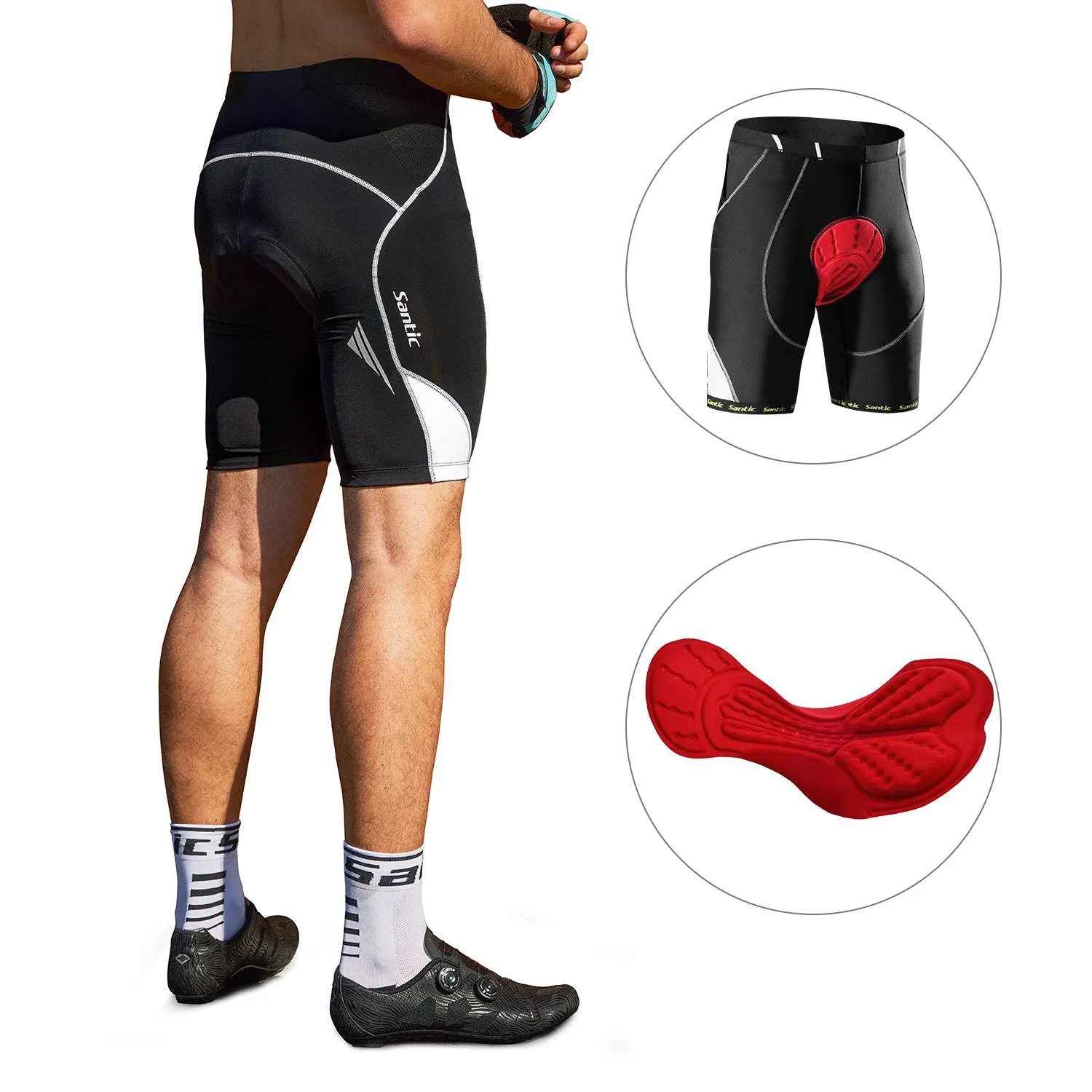 Santic Genting White Men Padded Cycling Shorts