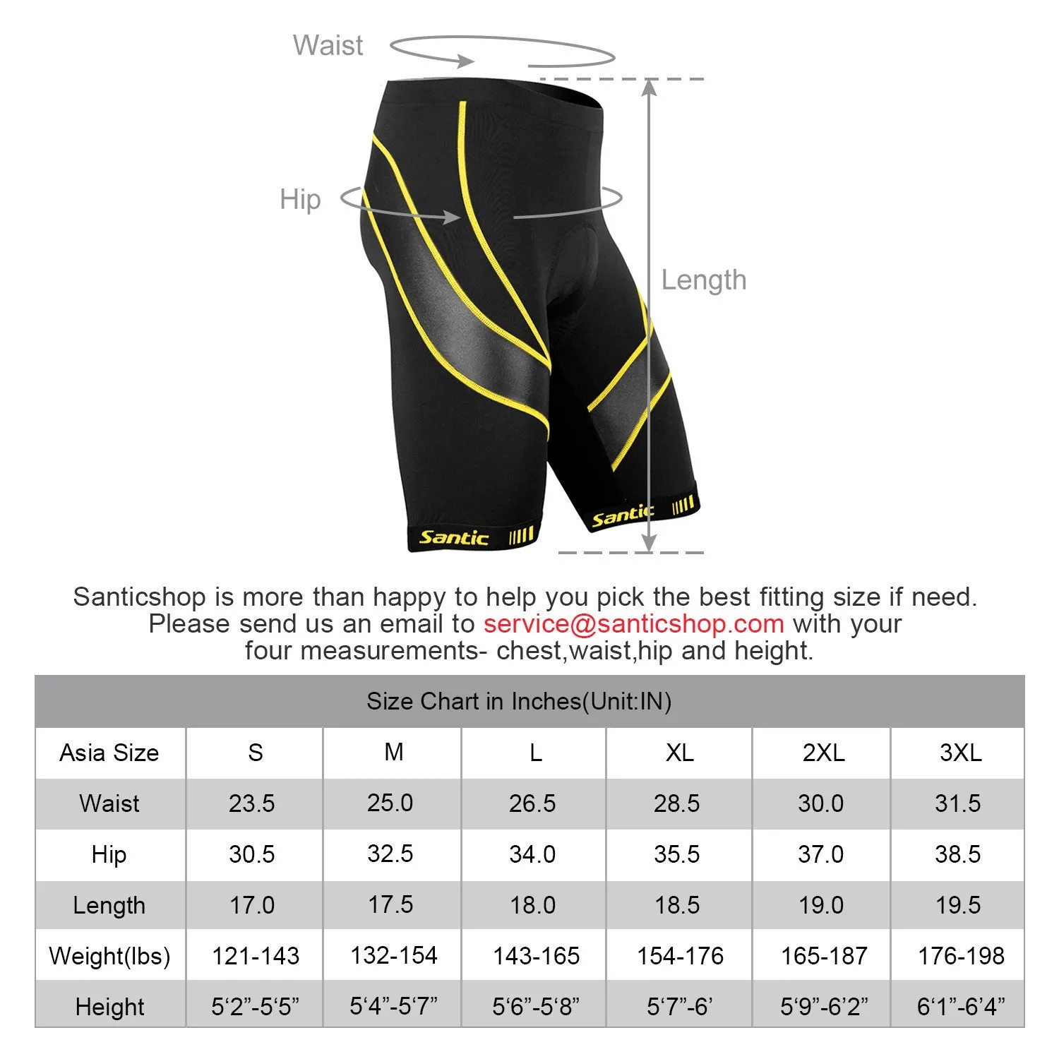 Santic Light velocity Yellow Men Padded Cycling Shorts