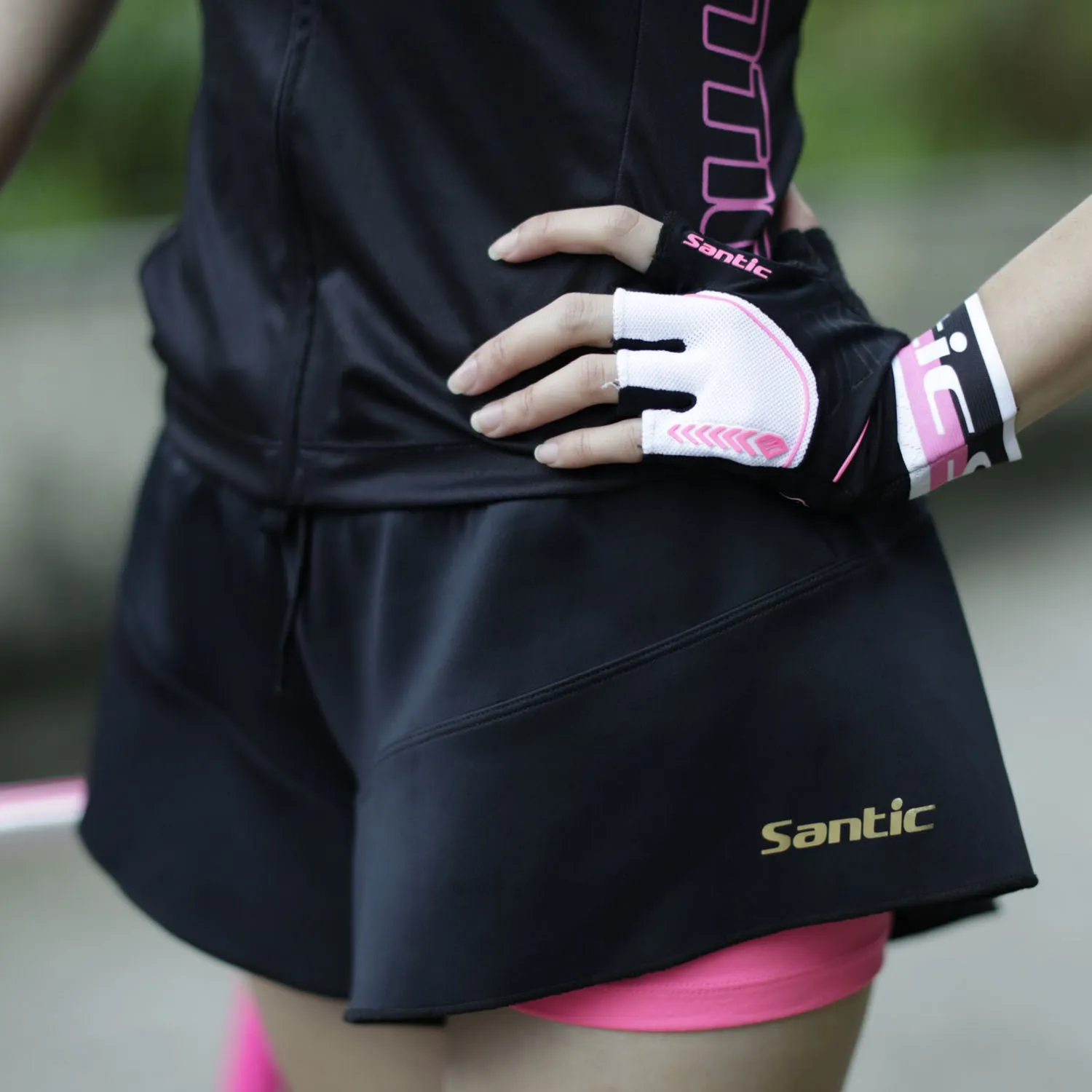 Santic Magic Black Women Padded Cycling Skirt