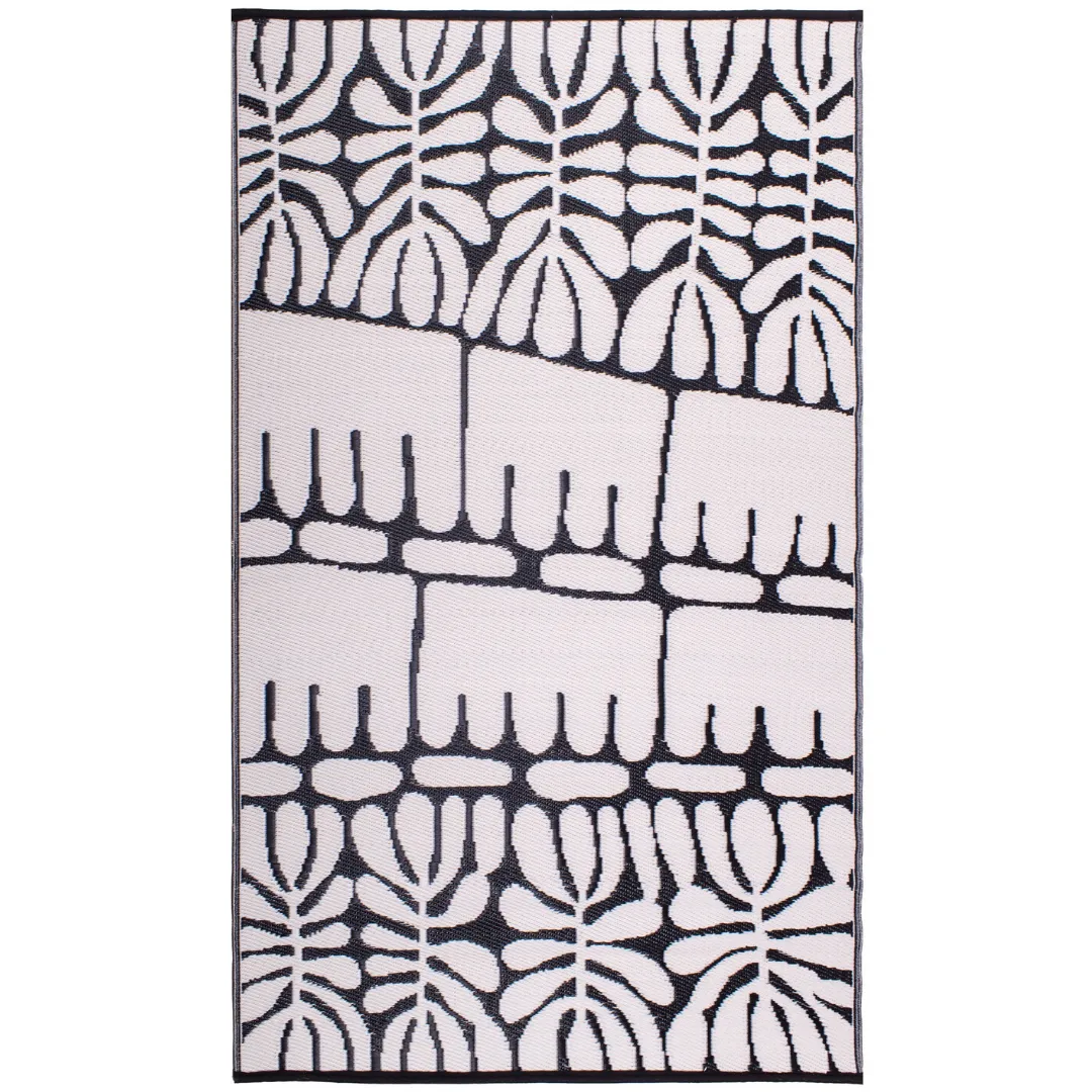 Serowe Black and White Waterproof Large Outdoor Rug