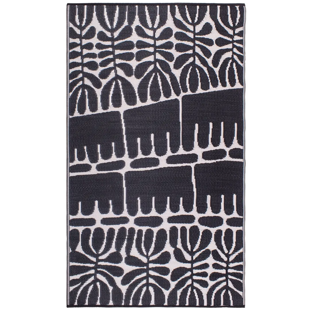 Serowe Black and White Waterproof Large Outdoor Rug