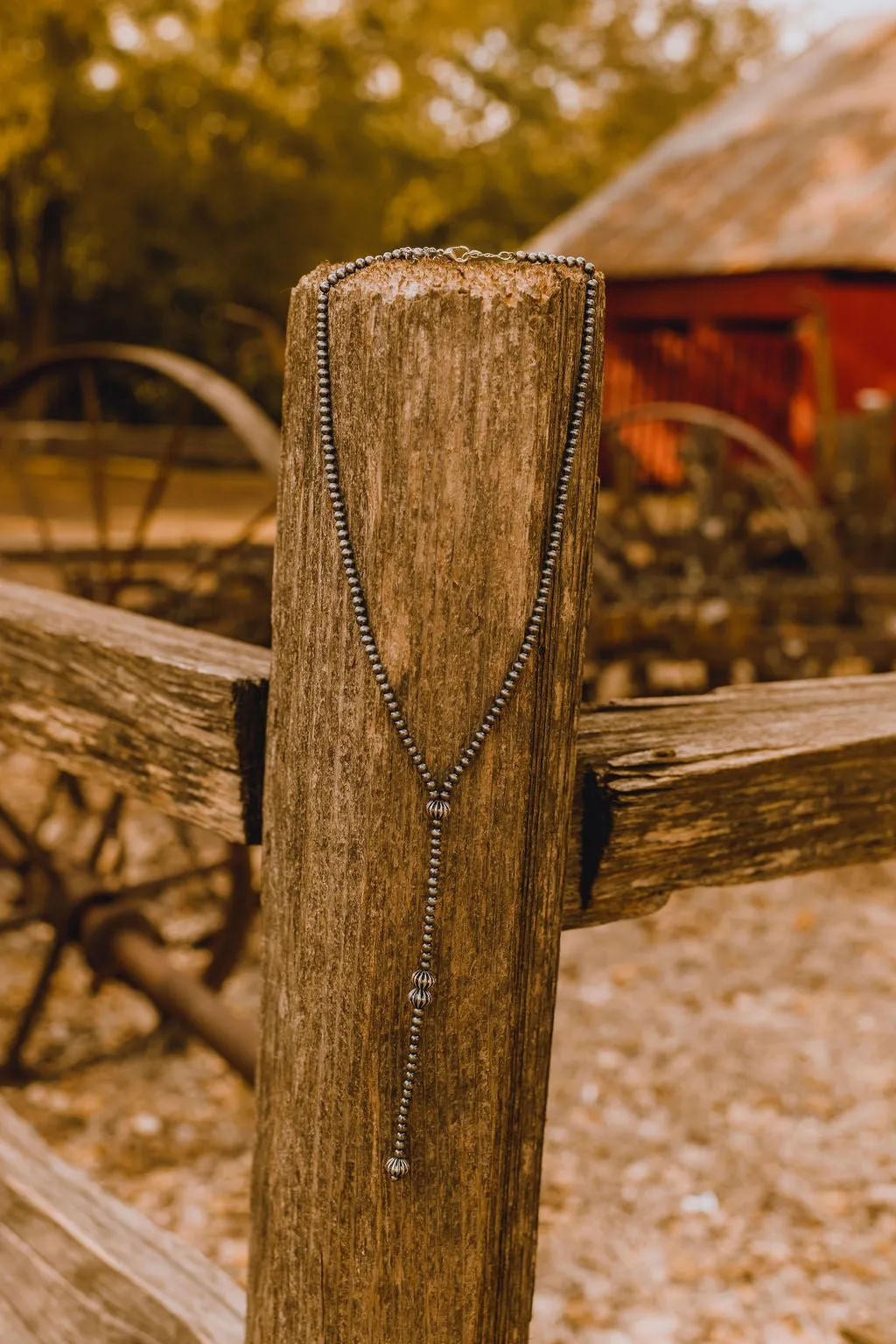 Silver Pearl Western Lariat Necklace