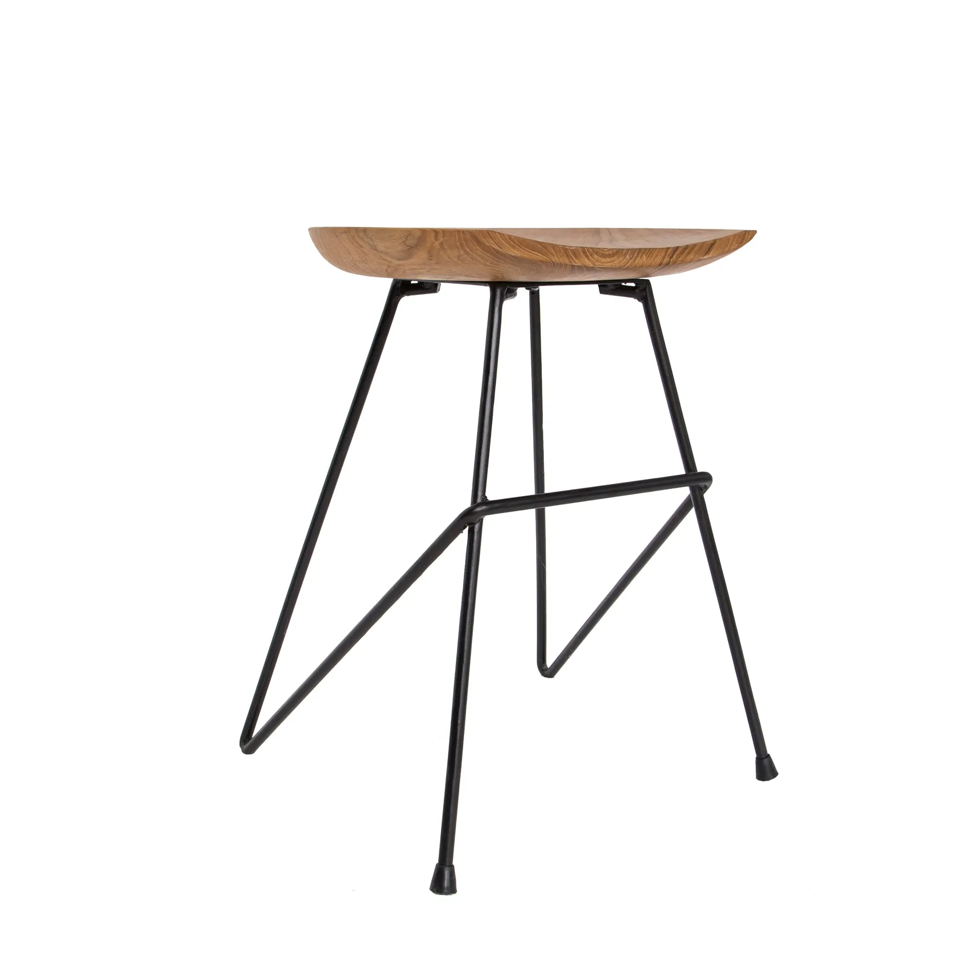 Teak Set of Two Bistro Dining Stools