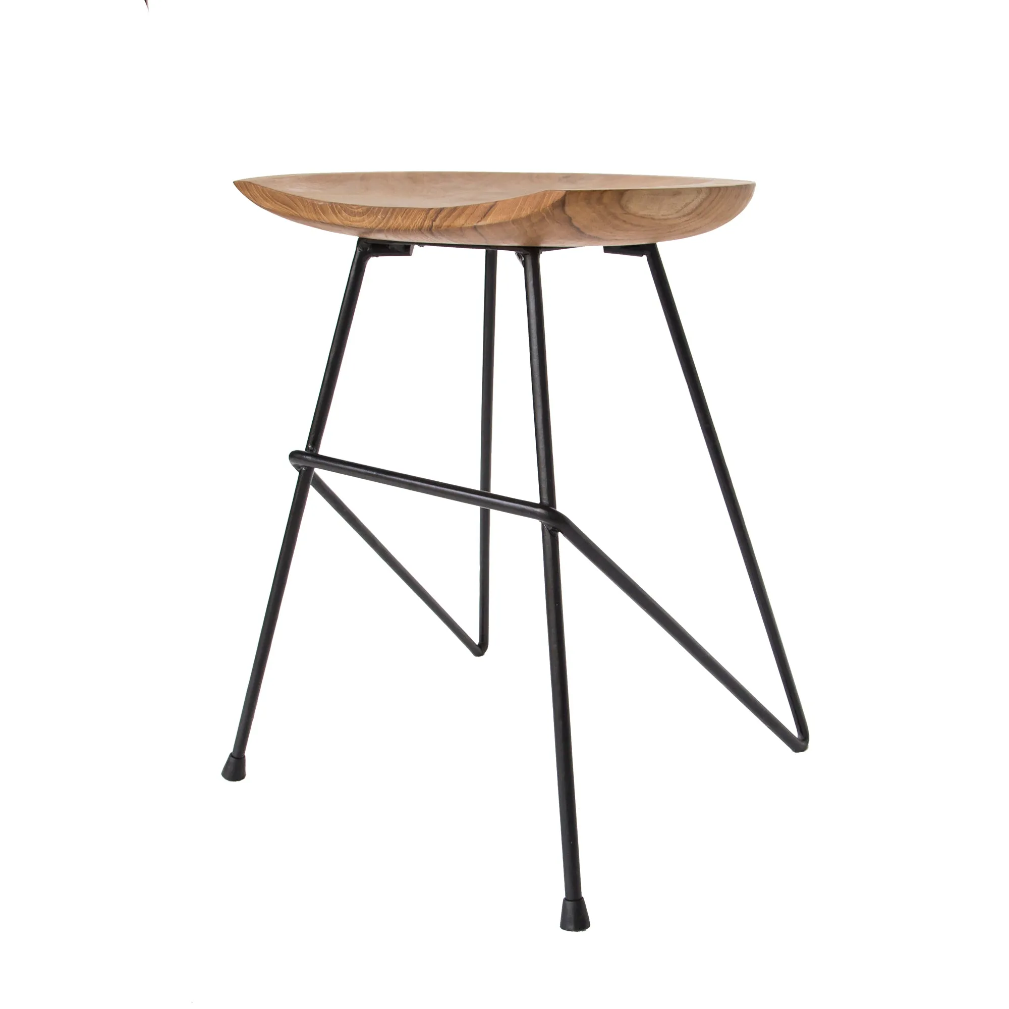 Teak Set of Two Bistro Dining Stools