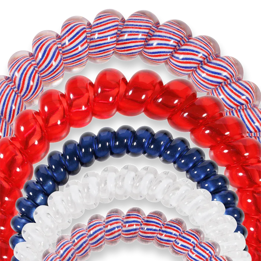 Teleties Hair Tie - Large and Small Band Pack of 5 - Star Spangled Bash