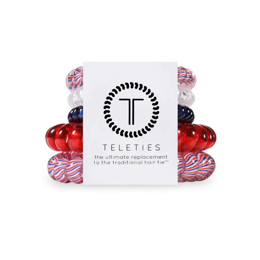 Teleties Hair Tie - Large and Small Band Pack of 5 - Star Spangled Bash