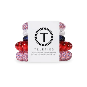 Teleties Hair Tie - Large and Small Band Pack of 5 - Star Spangled Bash