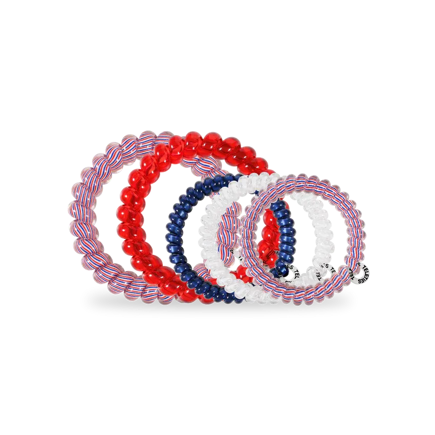 Teleties Hair Tie - Large and Small Band Pack of 5 - Star Spangled Bash