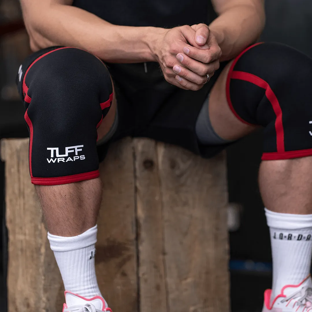 TUFF 7mm Competition Knee Sleeves (Black/Red)