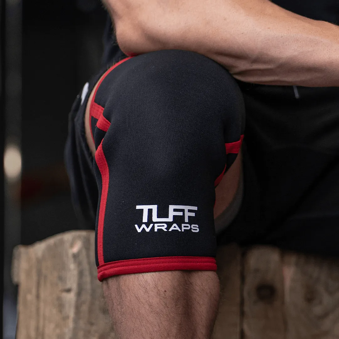 TUFF 7mm Competition Knee Sleeves (Black/Red)