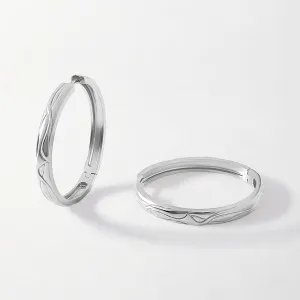 Victoria Textured Large Hoops - Silver