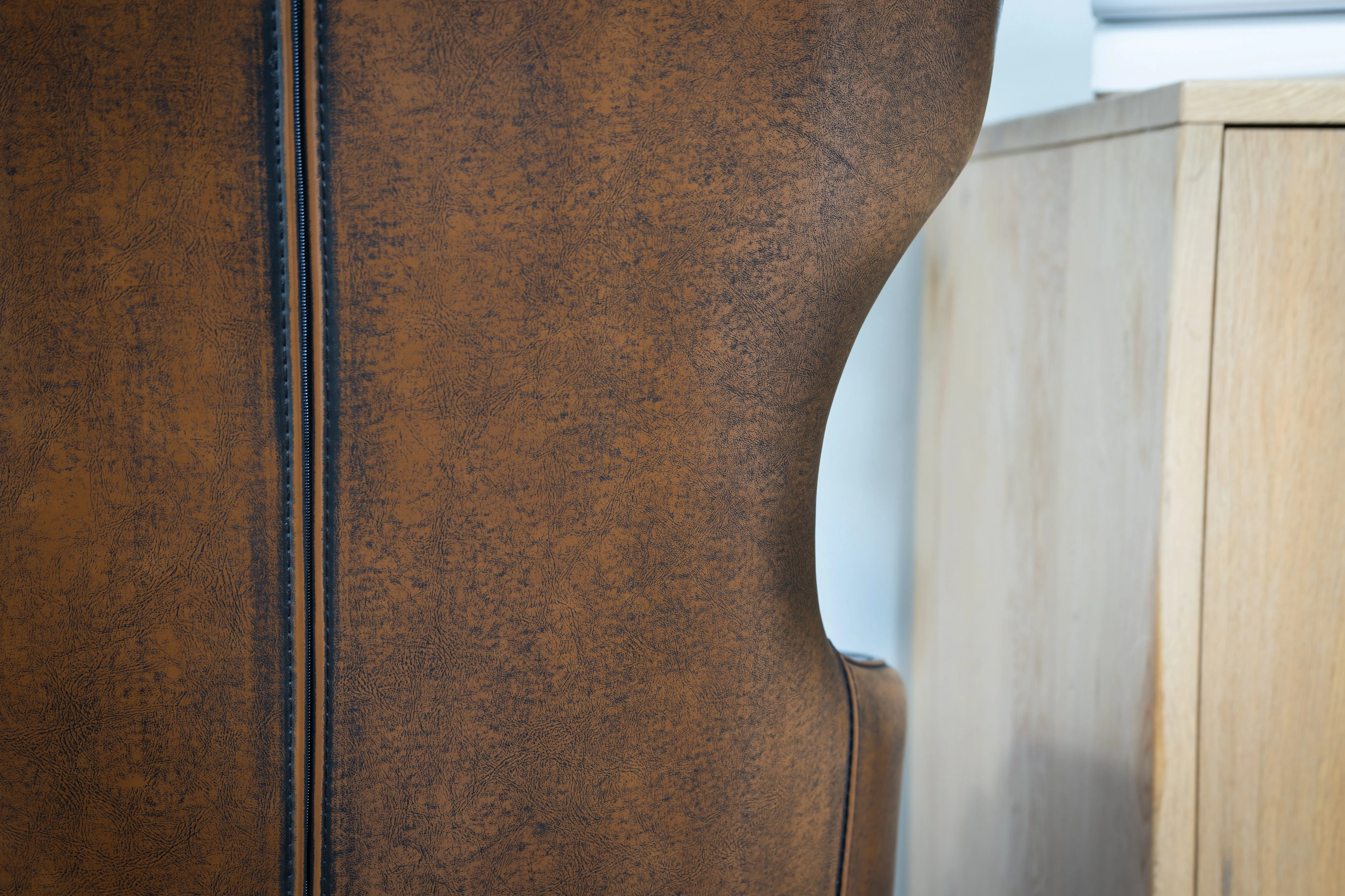 Vintage Brown Faux Leather Dining Chair