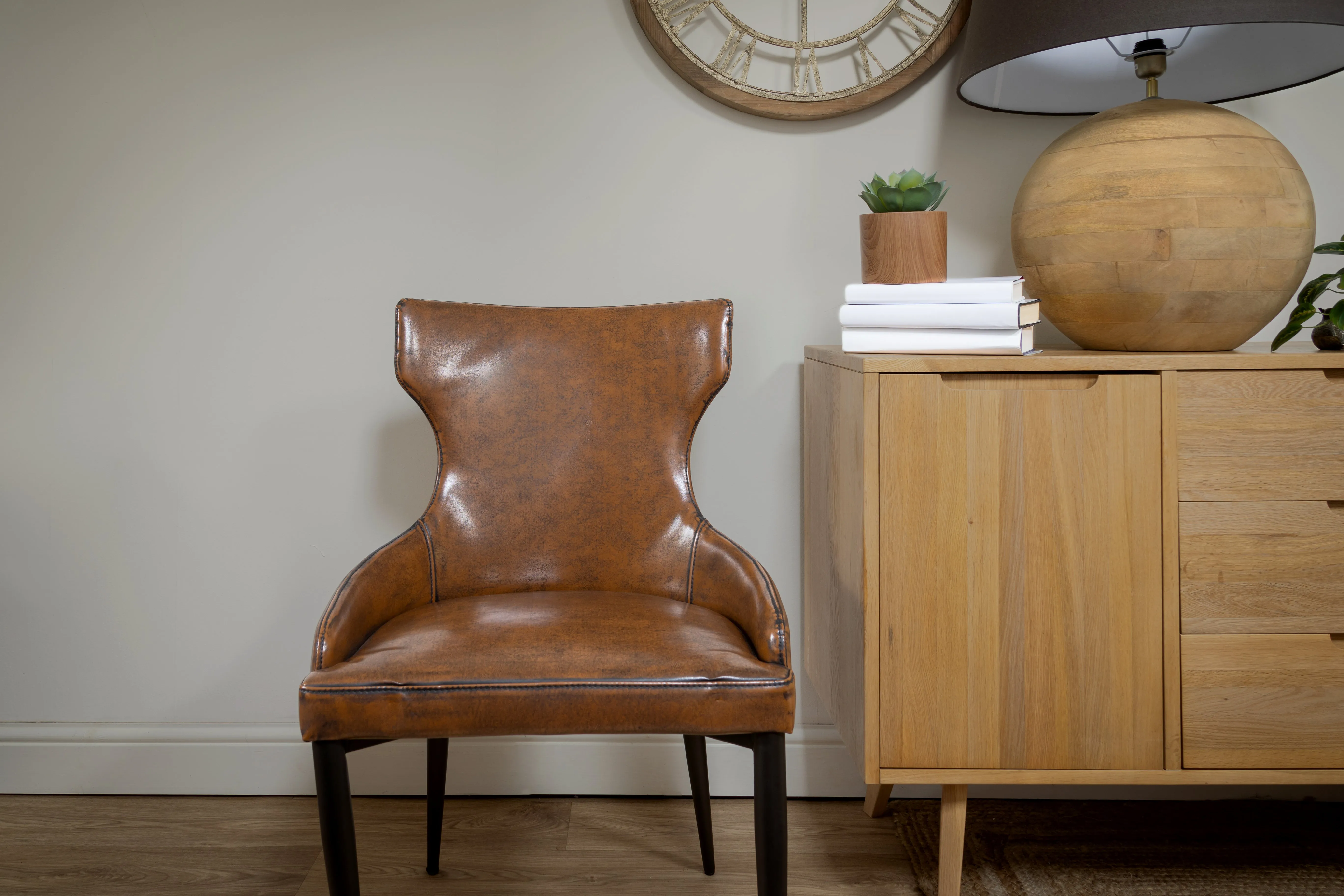 Vintage Brown Faux Leather Dining Chair