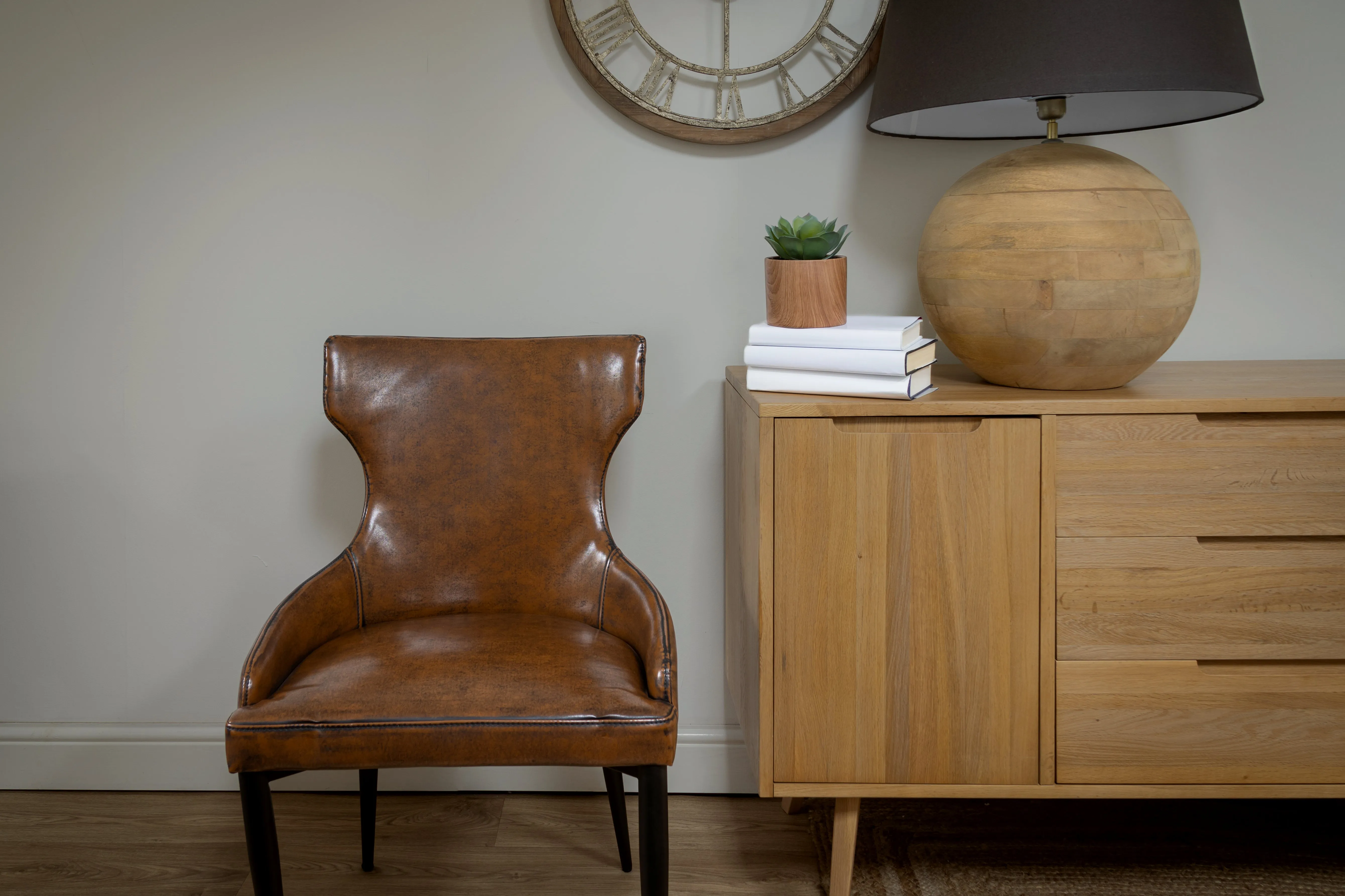 Vintage Brown Faux Leather Dining Chair