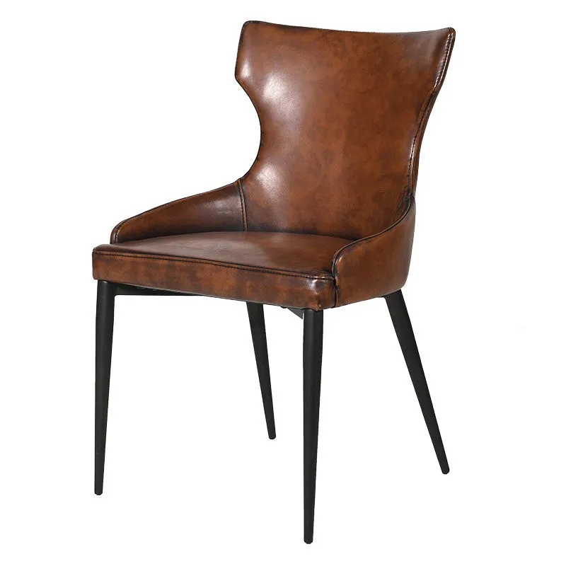 Vintage Brown Faux Leather Dining Chair