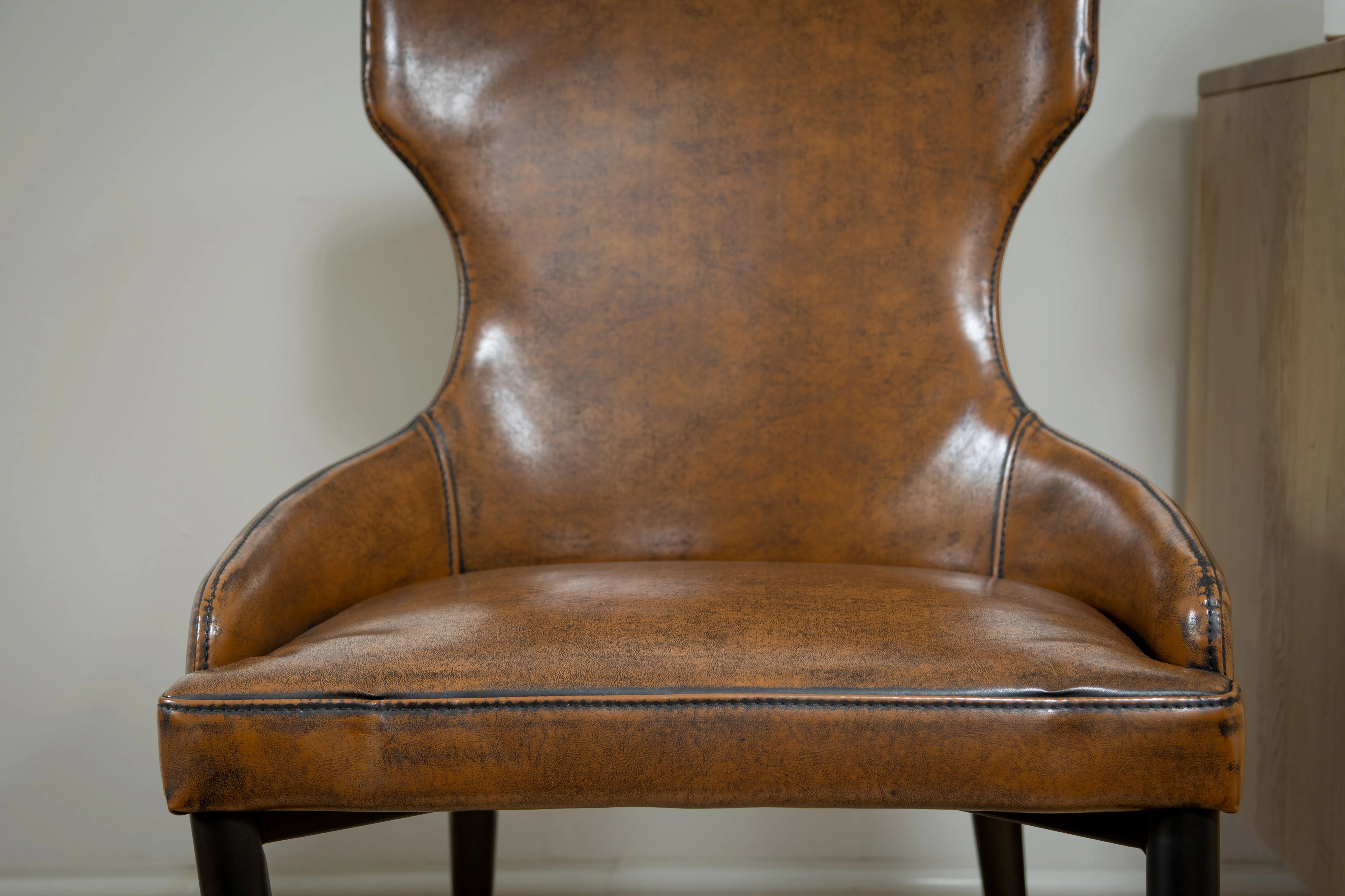 Vintage Brown Faux Leather Dining Chair