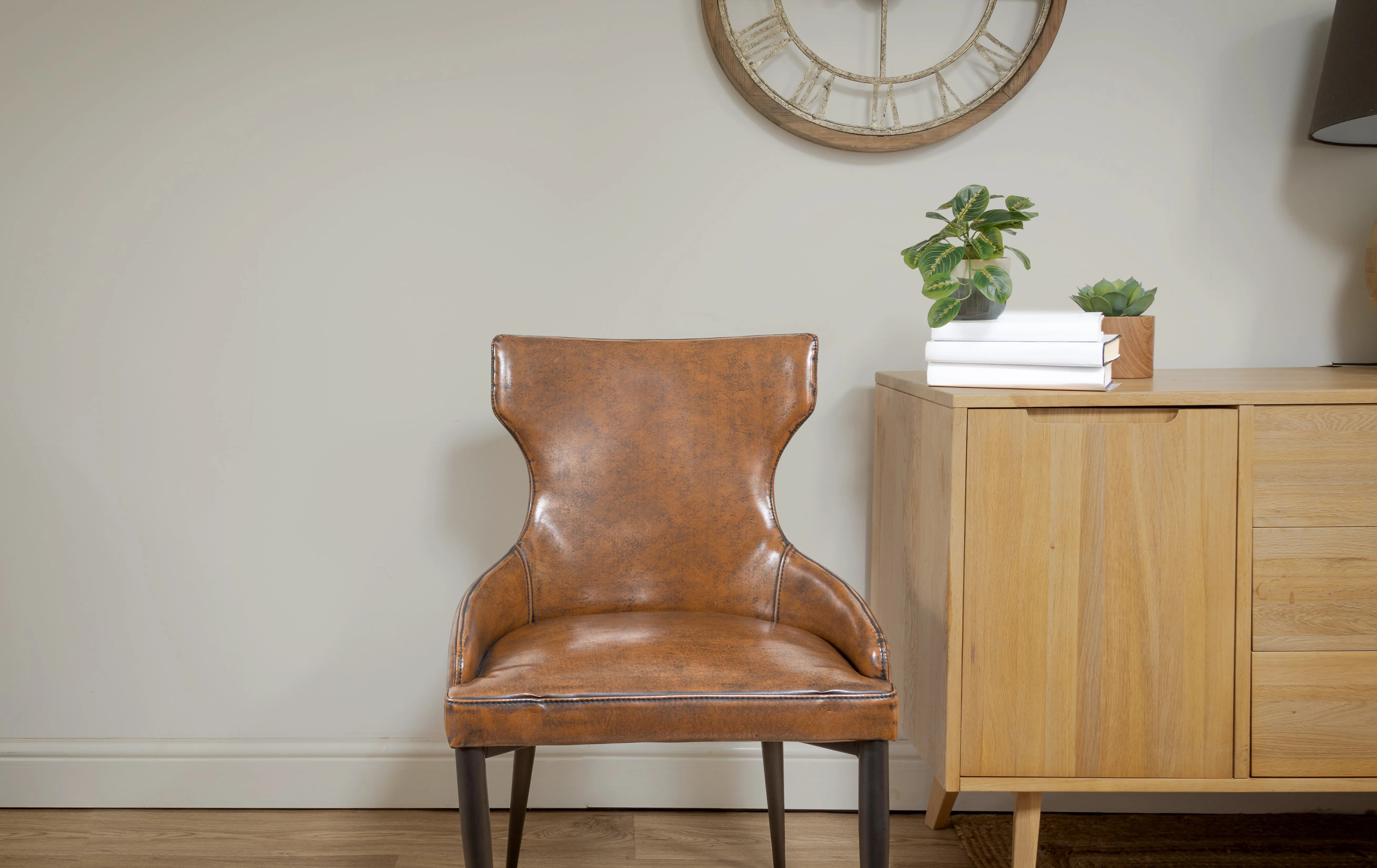 Vintage Brown Faux Leather Dining Chair