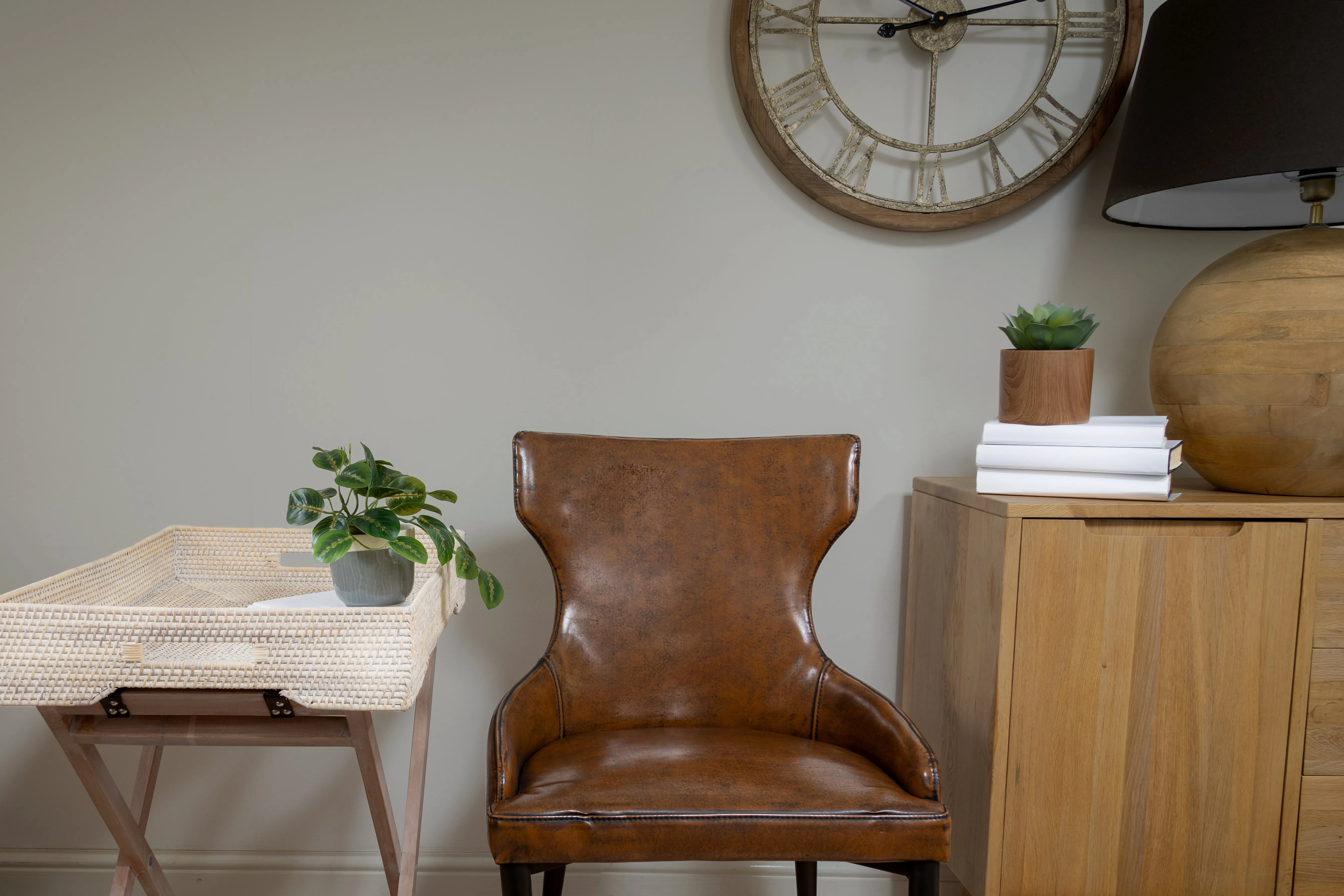 Vintage Brown Faux Leather Dining Chair