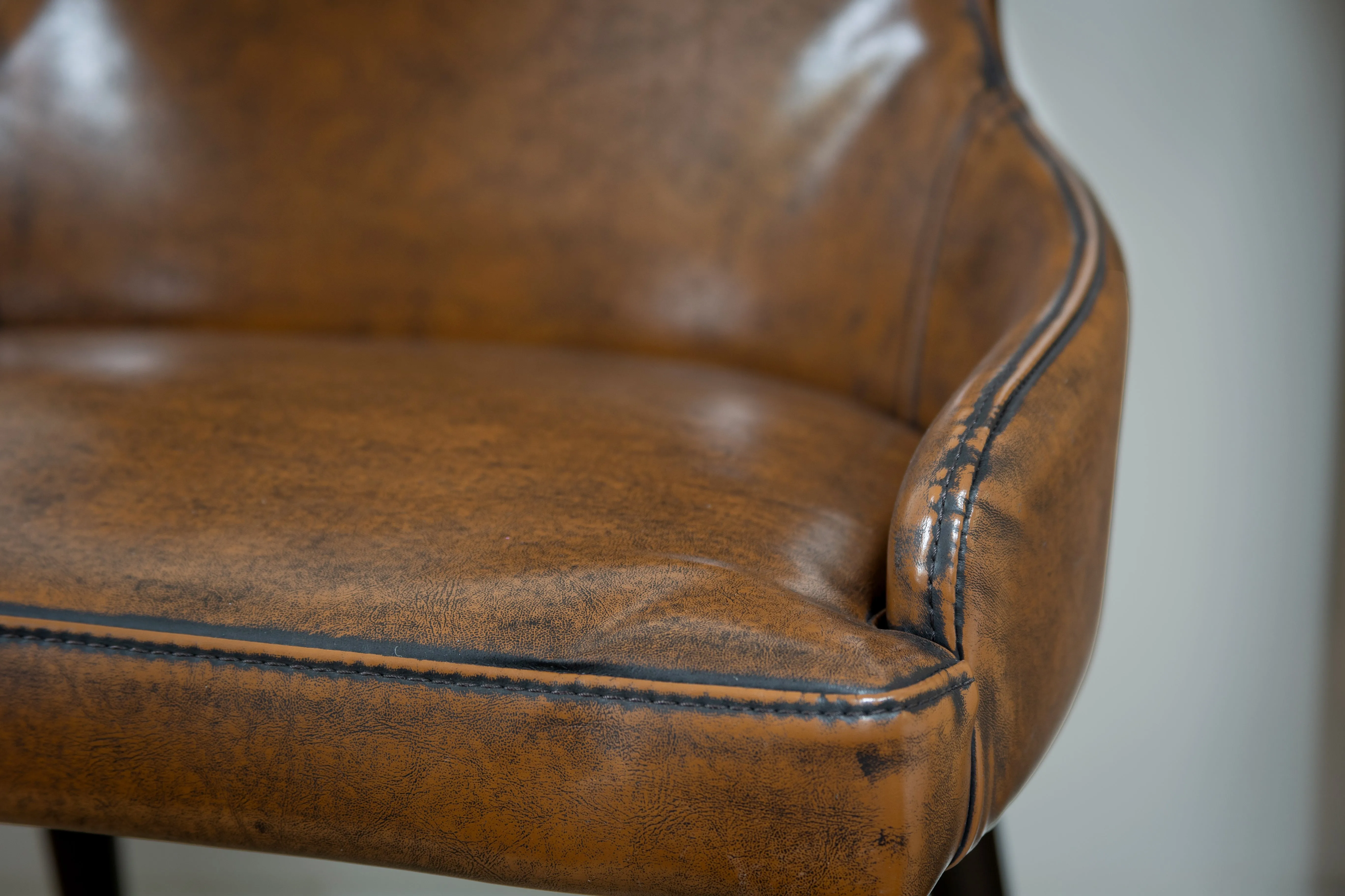 Vintage Brown Faux Leather Dining Chair