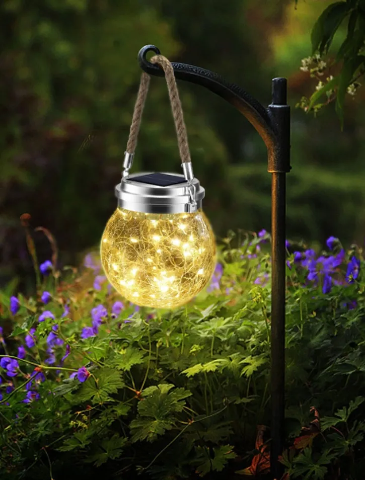 Vintage Style Glass Hanging Warm White LED Lanterns