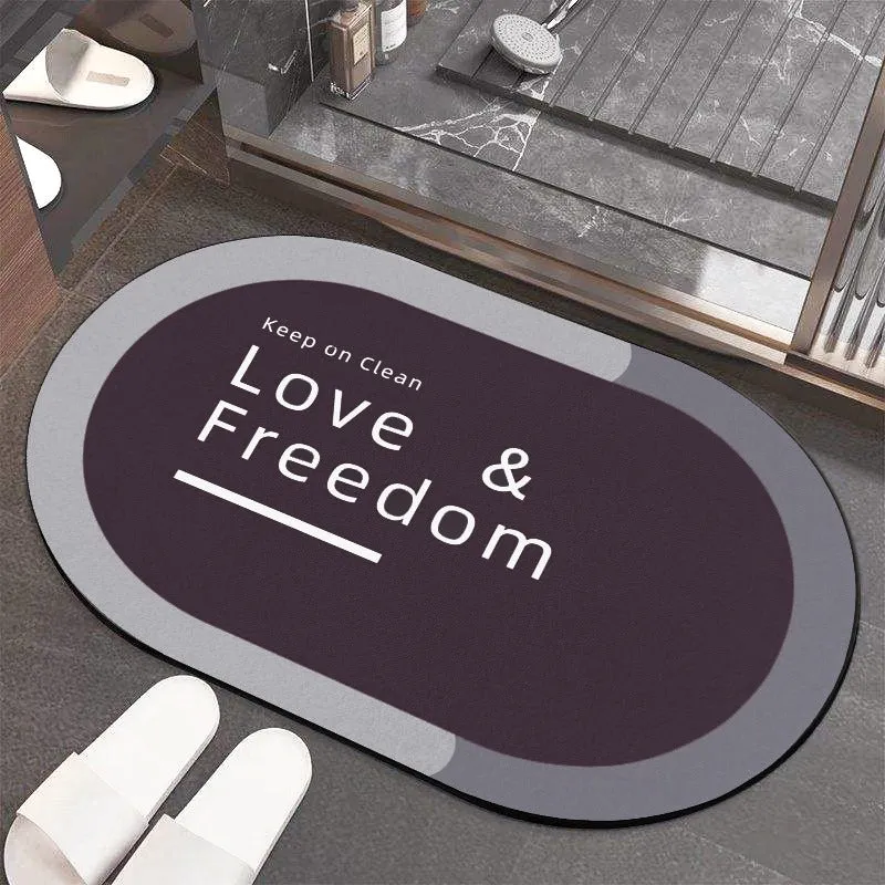 Water Absorbent Anti slip Bath mat-(SA2553-15)5888 LOVE AND FREEDOM