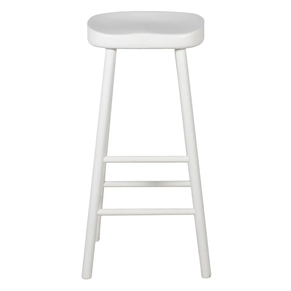 White Wooden Farmhouse Kitchen Bar Stool