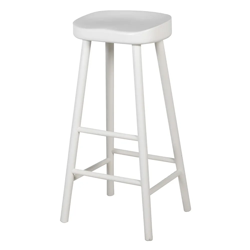 White Wooden Farmhouse Kitchen Bar Stool